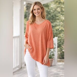 Lilla P Asymmetrical Coral Sweater